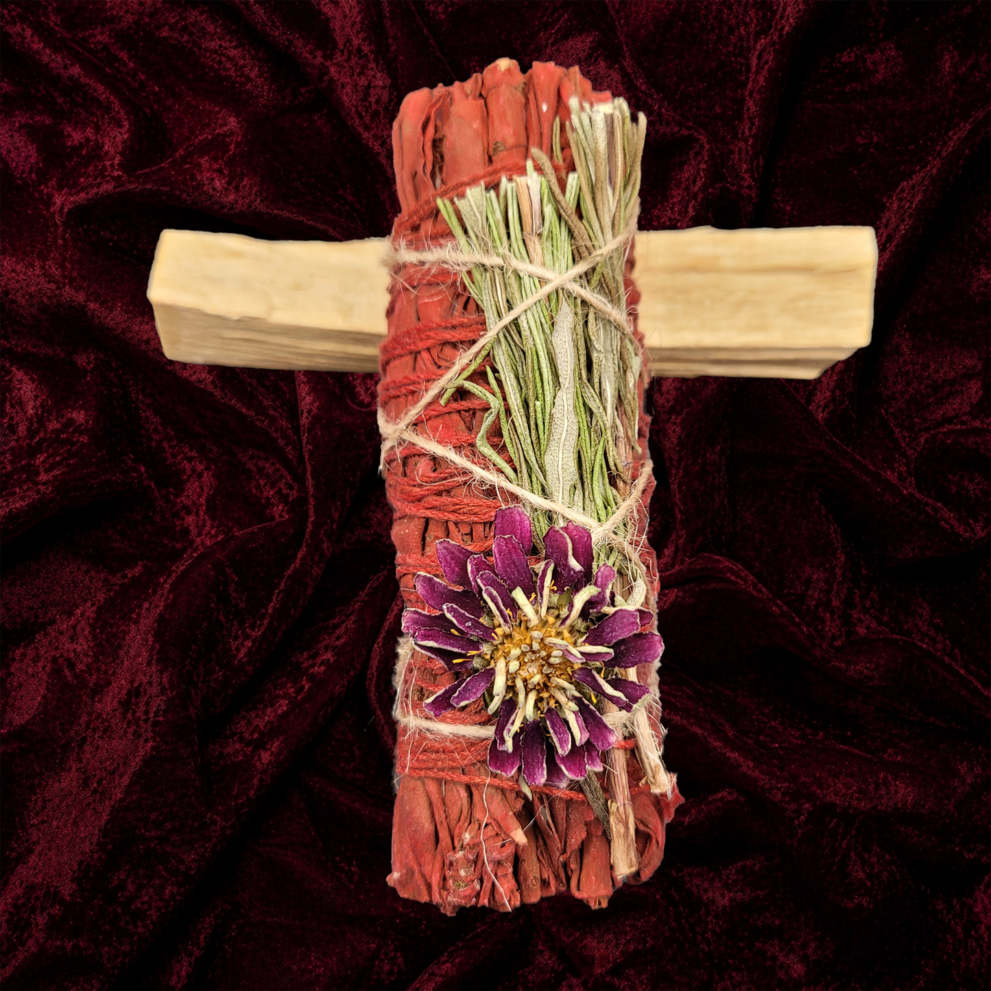 Dragon's Blood Sage + Palo Santo Bundle with Flowers