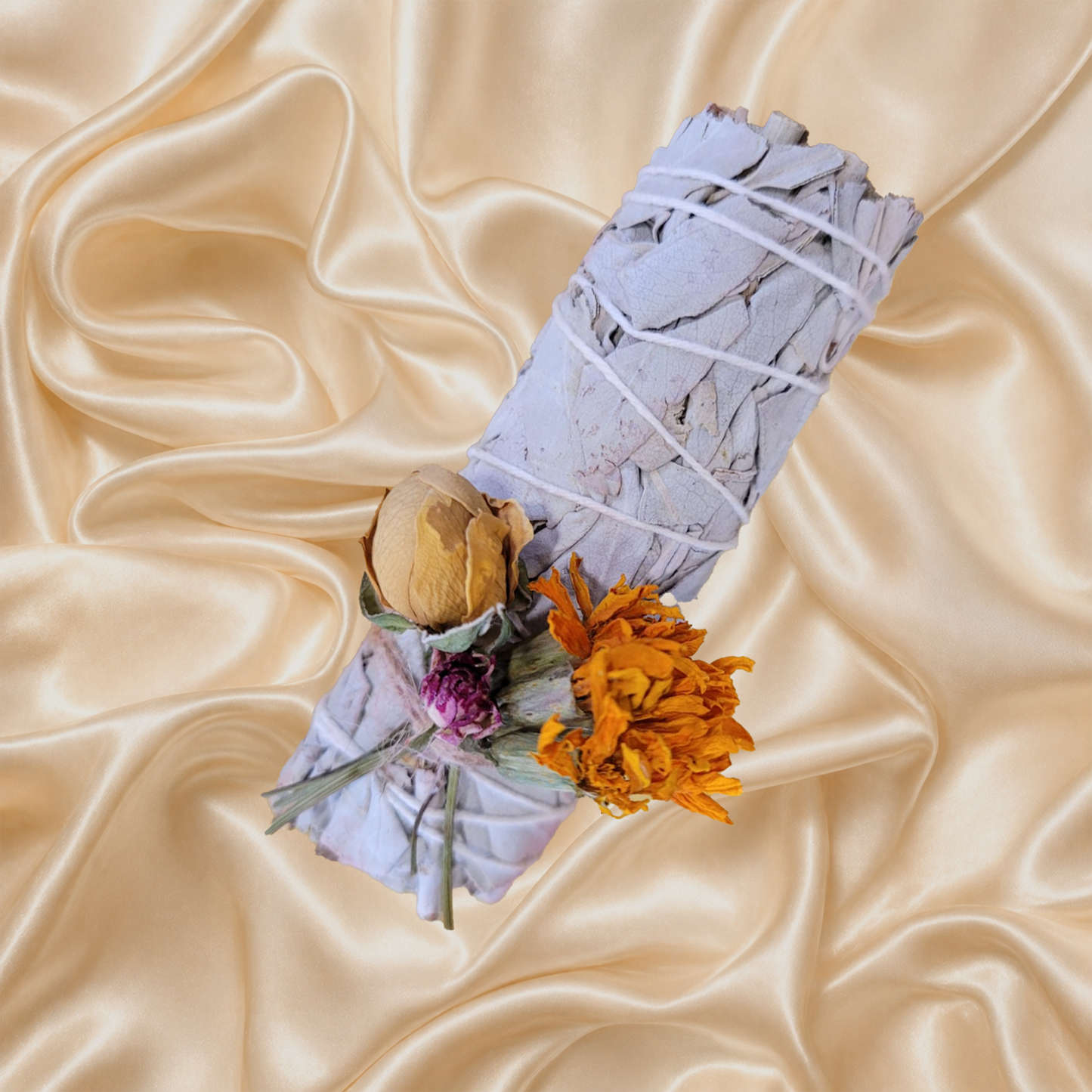 White Sage Smudge Bundle with Dried Flowers