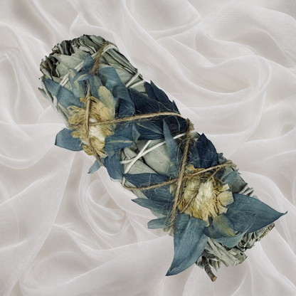 White Sage Smudge Bundle with Dried Flowers