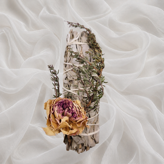 White Sage Smudge Bundle with Dried Flowers