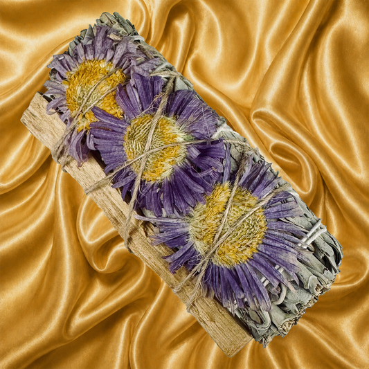 White Sage and Palo Santo Bundle with Flowers