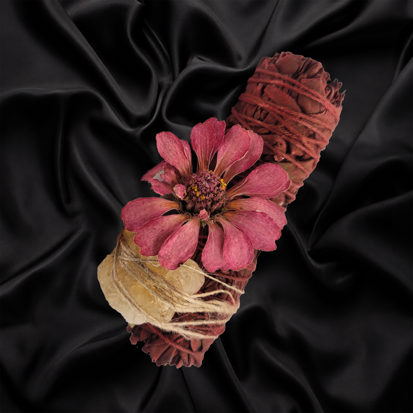 Dragon's Blood Sage and Crystal Bundle with Flowers