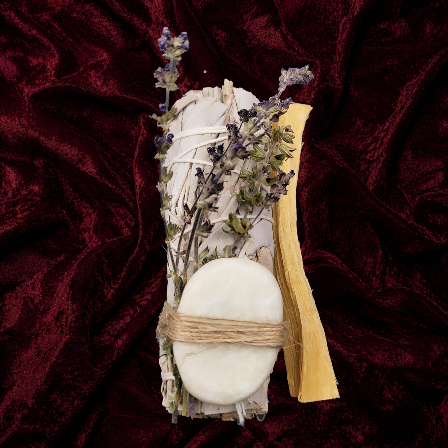 White Sage Ritual Bundle — Sage, Palo Santo, Flowers & Crystal