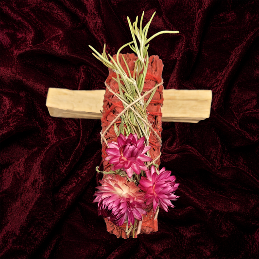 Dragon's Blood Sage + Palo Santo Bundle with Flowers